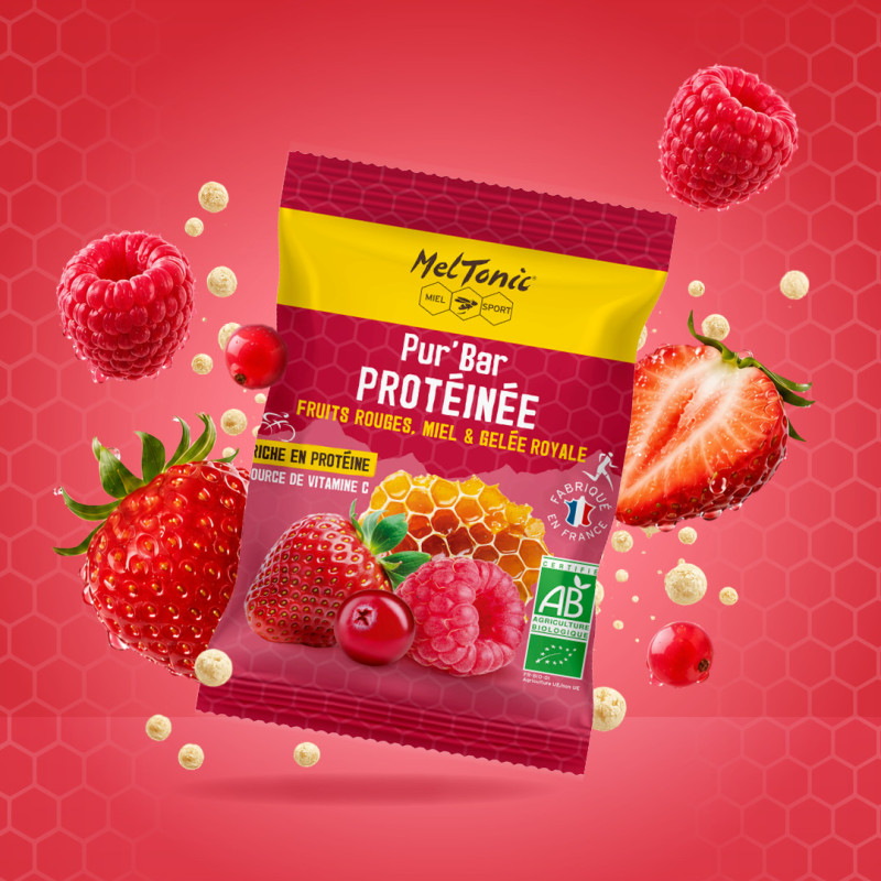 Barre protéinée Bio - Fruits Rouges, Miel et Gelée royale | Meltonic