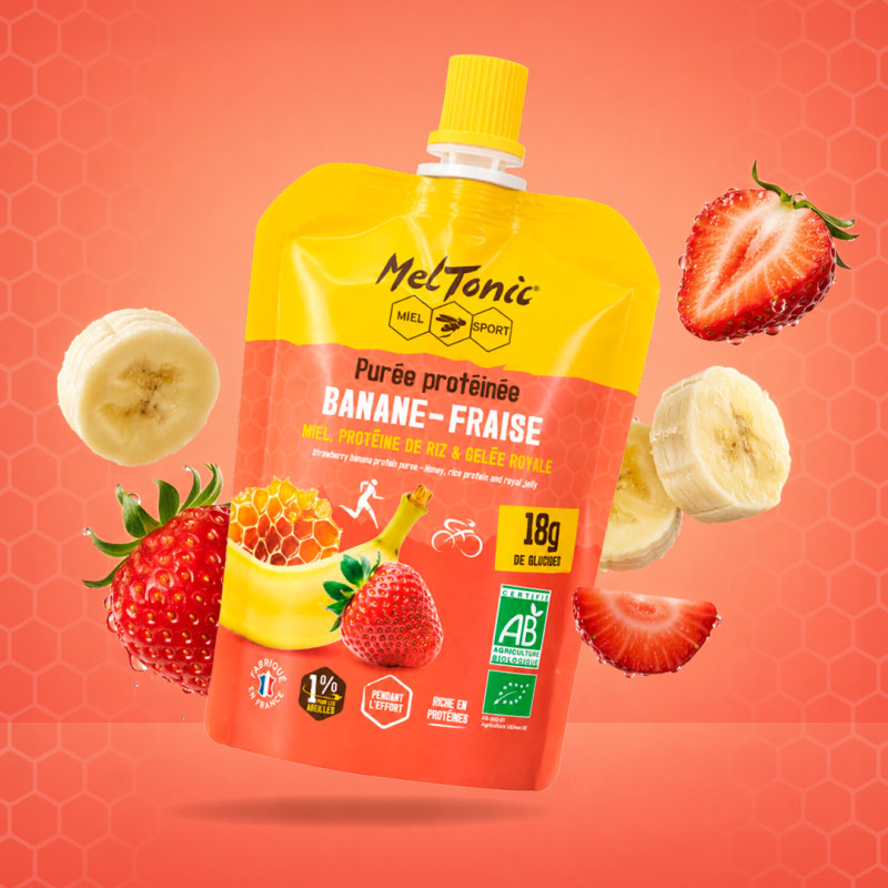 Purée protéinée bio banane fraise | Pendant l'effort | Meltonic